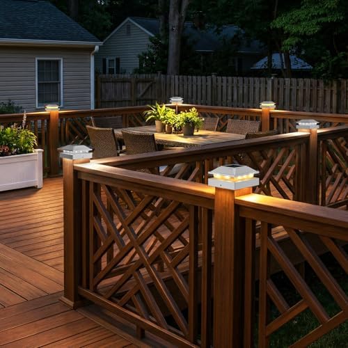 Peasur 4x4 Post Solar Lights 8 Pack, 2 Modes 16 LED Solar Post Cap Light Waterproof, Deck Fence Post Solar Lights Powered Outdoor, Fit 4x4 Wood/Vinyl Posts for Porch Patio - Image 7