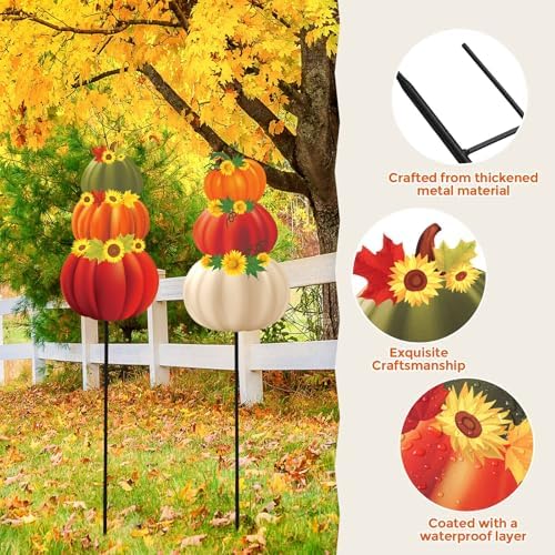 Suzile 2 Pcs Fall Yard Stakes 37" Metal Fall Decoration Outdoor, Rustic - Image 3