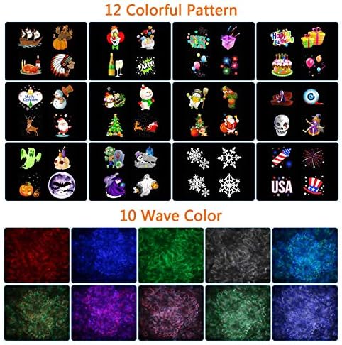 Halloween Christmas Projector Lights Outdoor, Brighter 14 HD Slides (3D Ocean Wave +Patterns) Waterproof Holiday Projector Lights Outdoor Indoor, Xmas Halloween Decorations for Yard Garden - Image 3