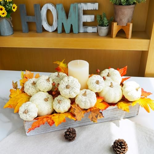 Winlyn 12 Pcs Assorted Harvest Cream Artificial Pumpkins Fall Decorative Pumpkins Small Faux Foam Pumpkins for Farmhouse Wedding Halloween Thanksgiving Baby Shower Table Centerpiece Mantel Décor - Image 6