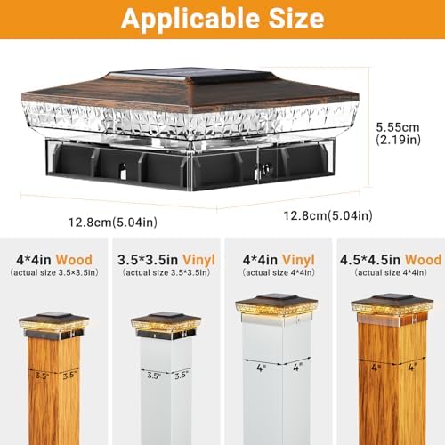 btfarm Solar Post Cap Lights, 2 Colors Modes, Fit 4x4 3.5x3.5 Wooden/Vinyl - Image 4