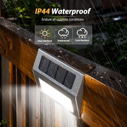Otdair Solar Lights Outdoor Waterproof, Solar Fence Lights Auto On/Off, Bright LED Outdoor Lighting for Fence, Patio, Deck, Garden, Pathway - Image 3