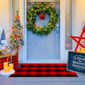 Ckorzen Red and Black Plaid Rug, 24" x 51" Christmas Front Porch Outdoor Rug, Handwoven Cotton Washable Rug for Layered Door Mats, Holiday Entryway and Home Décor by Ckorzen
