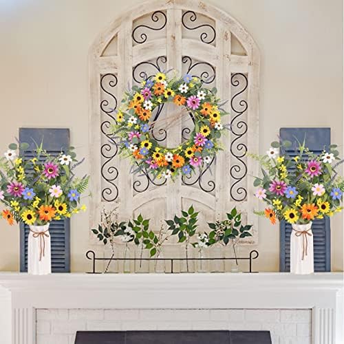 2 Bundles Artificial Daisy Flowers Bouquet, 20 Inch Silk Fake Wildflowers - Image 5