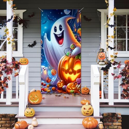 Halloween Door Cover Pumpkins Ghost Decorations for Home Decor - Image 3