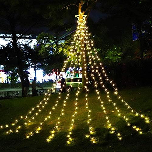 Outdoor Christmas Decorations 11.5ft Warm Waterfall Christmas Tree Lights by DINGFU