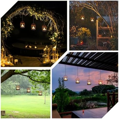 Hanging Solar Lanterns Outdoor Waterproof 3Pack Flickering Flame - Image 6