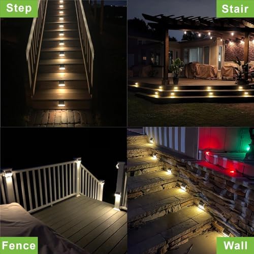 XLUX Warm White Solar Lights for Deck Step Fence, Black SST Housing, 6 Pack - Image 6