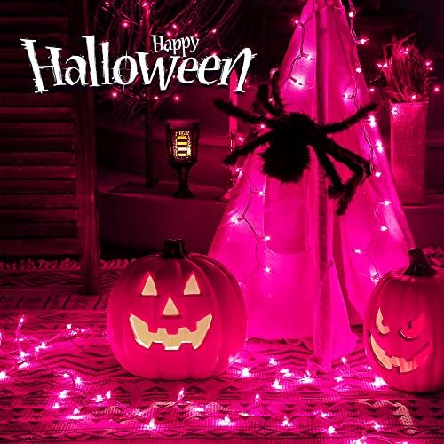 Hopolon 2PACK 50-Count 13ft Pink Purple Halloween Lights with White Wire - Image 2
