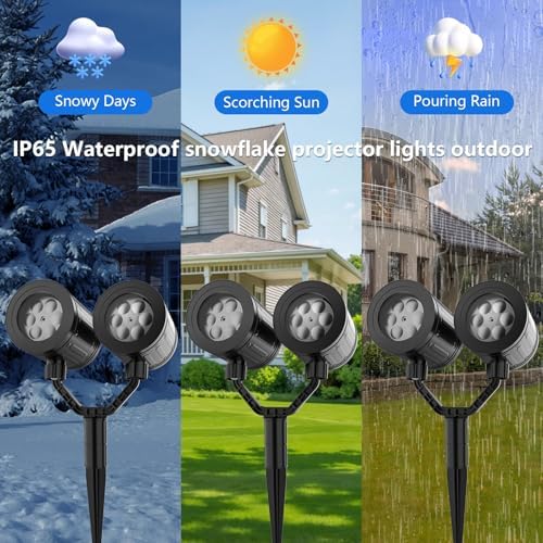2025 Upgraded Double Head Christmas Snowflake Projector Lights Outdoor, Timing Mode, IP65 Waterproof, 360°Roating LED Christmas Lights, for Xmas Holiday Party Christmas Decoration, Indoor, Houses - Image 5