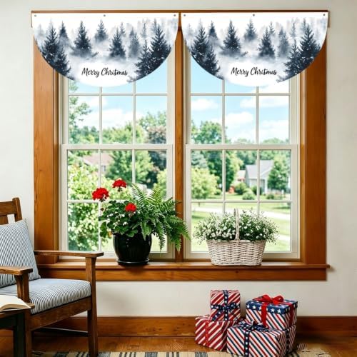 Blue Green Tree Semicircular Hanging Decorative Bunting Flag 2pcs - Image 6