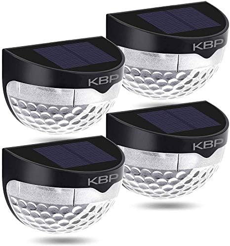 KBP Solar Fence Lights Outdoor Decorative Garden Lights Waterproof Wall Lights for Patio, Yard, Stairway (Black) by Srinlon