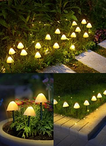 Solar Mushroom Garden Lights for Outside, 20 LED 32.8FT Solar Pathway Lights Outdoor Waterproof for Fence with 8 Lighting Modes for Patio Yard Decorative - Image 2