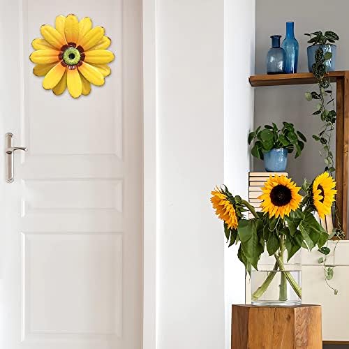YEAHOME 10'' Sunflower Wall Decor, Metal Flower Wall Art Decorations, Sunflower Spring Yard Garden Decor Hanging for Kitchen, Bathroom, Handmade Gift for Indoor or Outdoor, Set of 2 Wall Sculptures - Image 4