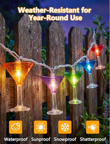 10 LED Cocktail Glass Lights, 8.5Ft Tropical Beach Camping String Lights - Image 2