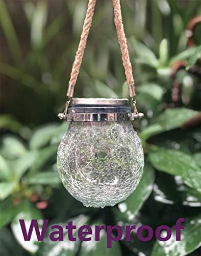 2 Pack Hanging Solar Powered LED Lights,Cracked Glass Ball Light, Waterproof Outdoor Christmas Decorative Lantern for Garden, Yard, Patio, Lawn (Colorful) - Image 7