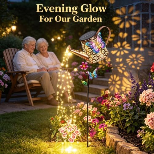Solar Watering Can with Lights Outdoor Garden Gifts for Women Mom Grandma - Image 3