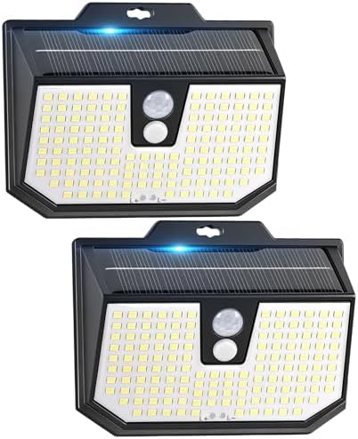 Brightever 2-Pack Solar Motion Sensor Outdoor Lights, IP65 Waterproof Solar Powered Fence Lights with 3 Lighting Modes, Solar Security Wall Lights for Outside, House, Walking Dog, Step, Deck, Garage by Brightever