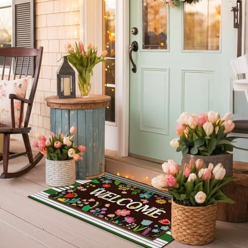 Tinideya 2 23.6 X 35.4 Inches Colorful Flowers Black, Green, and White - Image 2