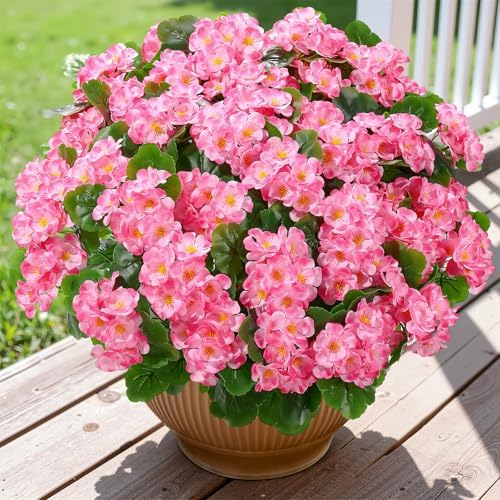 Alupssuc 8 Bundles Artificial Geranium Flowers UV Resistant for Outdoors - Image 2