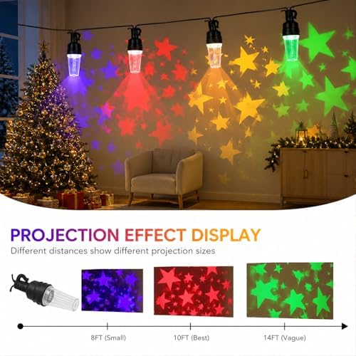 Vigdur Patio String Lights, 31.4FT Star Projector String Lights Connectable - Image 4
