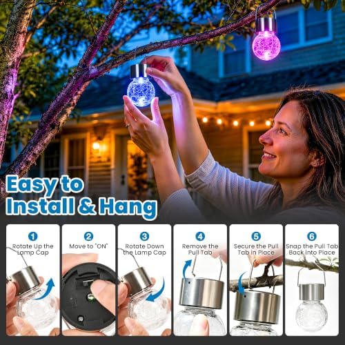 SOLPEX Solar Hanging Lanterns Solar Christmas Lights Outdoor Ornaments 8 Pc - Image 3