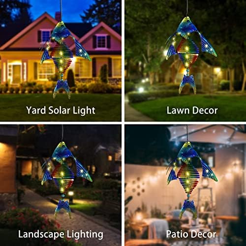 Fish Solar Outdoor Lights Hanging Lanterns Metal Decorative Lights for Backyard Porch Patio Yard Balcony Teepee Lawn Pathway… - Image 6