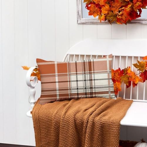 RABUSOFA Fall Pillow Covers 12x20 Tartan Plaid Fall Decorations for Home - Image 3