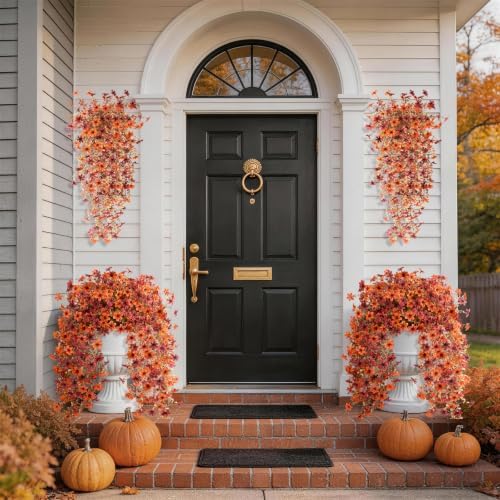 INQCMY Artificial Fake Hanging Flowers Plants for Outdoor Fall Decoration - Image 3