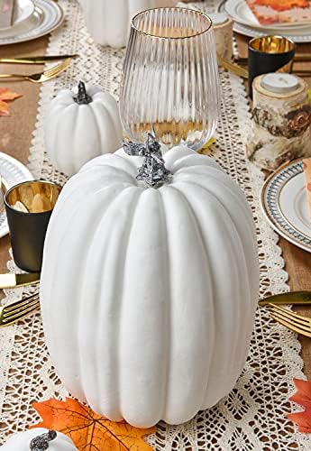 Lvydec 7pc Assorted Size White Pumpkins Craft Pumpkins for Halloween Thanksgiving Autumn Festive Party Supplies - Image 6
