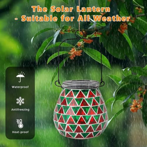 Starsoul Solar Lanterns Outdoor Waterproof, Vibrant Mosaic Hanging Solar Lights, Decorative Solar Lantern for Outside Garden Decor - Image 3