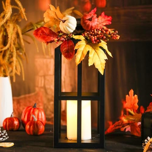 Bdor Fall Lanterns LED Candles 2 Pack 17.7 Inch Thanksgiving Decor Timer - Image 4