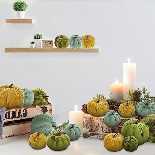 Woration 18pcs Small Velvet Fake 3 Size Artificial Pumpkins Fall Decoration - Image 6