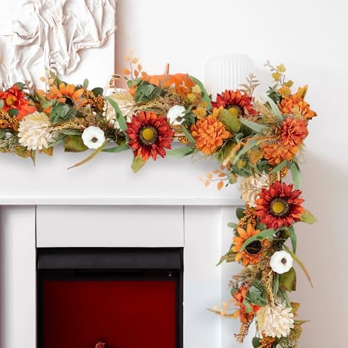 NUPTIO Fall Garland with Sunflower Pumpkin: 6ft Fall Decor for Thanksgiving by Nuptio