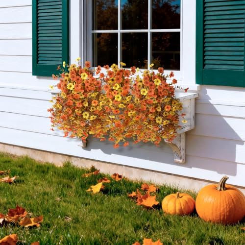 Homsunny Artificial Fake Mums Fall Flowers for Outdoor Outside Decoration - Image 5