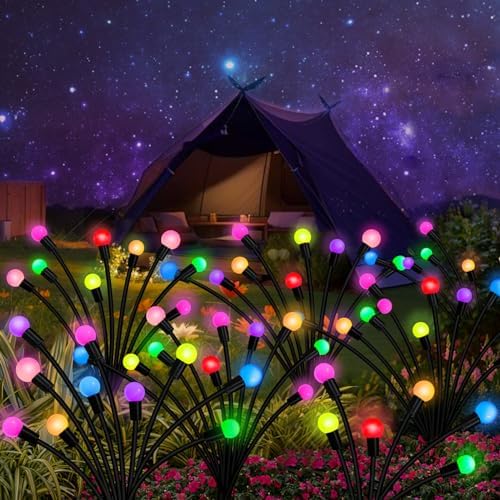 Kohlrabi Solar Garden Lights Outdoor, 4 Pack 32 LED Solar Firefly Lights Waterproof, Sway by Wind, Swaying Light for Yard Patio Backyard Garden Planter Flower Bed Pathway Outdoor Decoration - Image 6