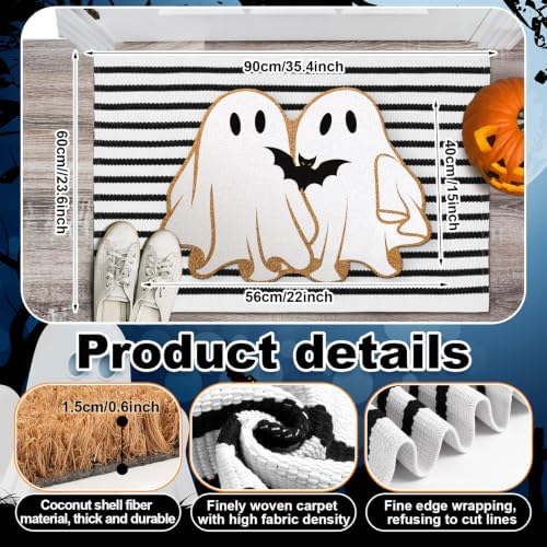 Duraaamo 2 Pcs Halloween Doormat Outdoor Ghost Coir Welcome Mat, Non Slip - Image 3