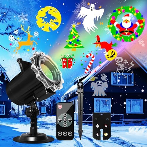 Christmas Decoration,MOSSNDAR Christmas Projector Light Outdoor,64 HD Patterns Holiday Projector Light with Remote Control,Waterproof Landscape Lamp Projector for Garden Patio Party New Year Xmas Gift by Homepage