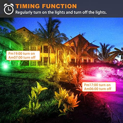 LED Flood Light Outdoor 80W, 800W Equivalent Smart RGB Landscape Lighting - Image 4