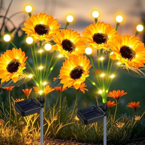 2 Pack Solar Sunflower Lights Waterproof Outdoor by TEDOF