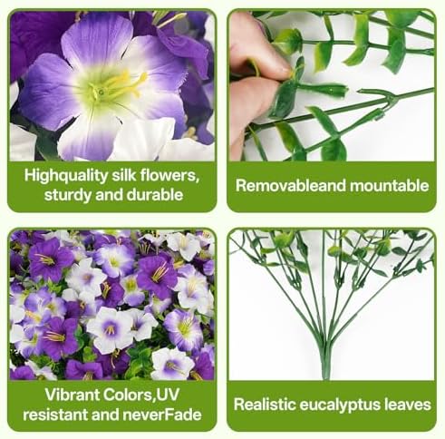 Artificial Faux Petunias Flowers for Outdoors, 12 Bundles UV Resistant Fake Petunias Plants Realistic Silk Flower for Porch Planters Garden Porch Balcony Porch Yard Window Box - Image 3