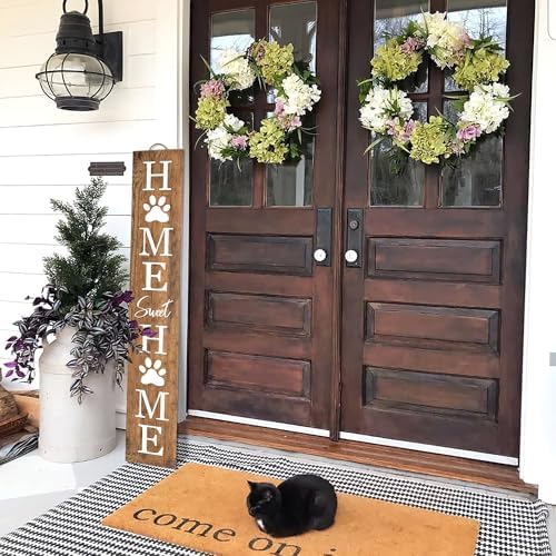 Home Sweet Home Wooden Porch Sign 47" Welcome Cat Dog Sign for Home Front Door Yard Front Porch Standing Farmhouse Home Decoration - Image 6