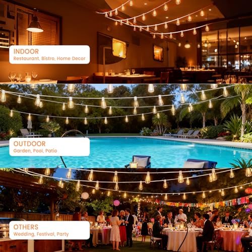 100FT ST38 Outdoor String Lights with 50 1W Plastic Shatterproof Bulbs - Image 7