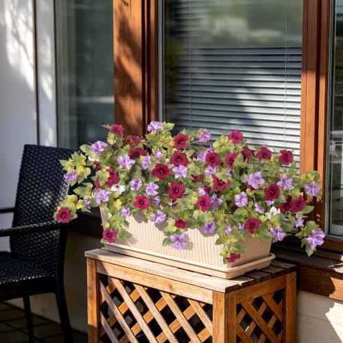 Ammyoo Artificial Fall Flowers Fake Petunias Plants for Outdoor Decoration - Image 6