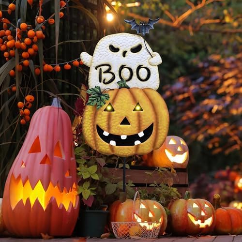TERESA'S COLLECTIONS Outdoor Halloween Decor Ghost Pumpkin Yard Stake - Image 5