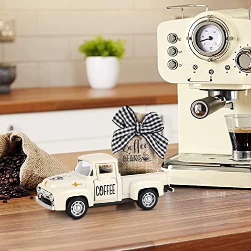 Hooqict Coffee Bar Decor Mini Metal White Truck with Beans Burlap Sack for Home Farmhouse Kitchen Tiered Tray Decor Coffee Bar Accessories Coffee Station Decorations - Image 4