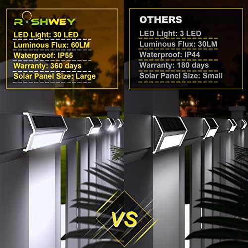 ROSHWEY Solar Deck Lights, Suitable for Fence Step Stair-Cool White-10Pack - Image 3