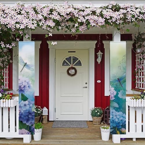 Dragonfly Hanging Banners Summer Porch Banners Flags Summer Door Hanging Decorations for Front Door Garden Home Yard Floral Party Decorations - Image 2