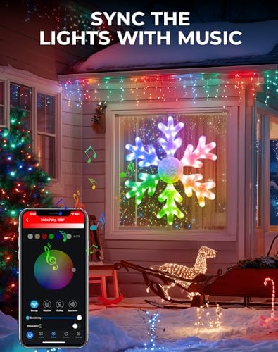 32" Smart Snowflake Christmas Lights Outdoor 2 Pack – APP Control, DIY Color Changing, 100+ Effects, Music Sync, Group Control, Plug In Large Foldable Waterproof LED Holiday Decor for Window Wall Yard - Image 4