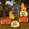 Fovths 42.3 Inch 3 Pieces Thanksgiving Metal Fall Pumpkins Garden Yard Sign, Giant LED Metal Thanksgiving Pumpkin Yard Sign Stakes, Waterproof Fall Harvest Pumpkin for Outdoor Lawn Decor by Fovths